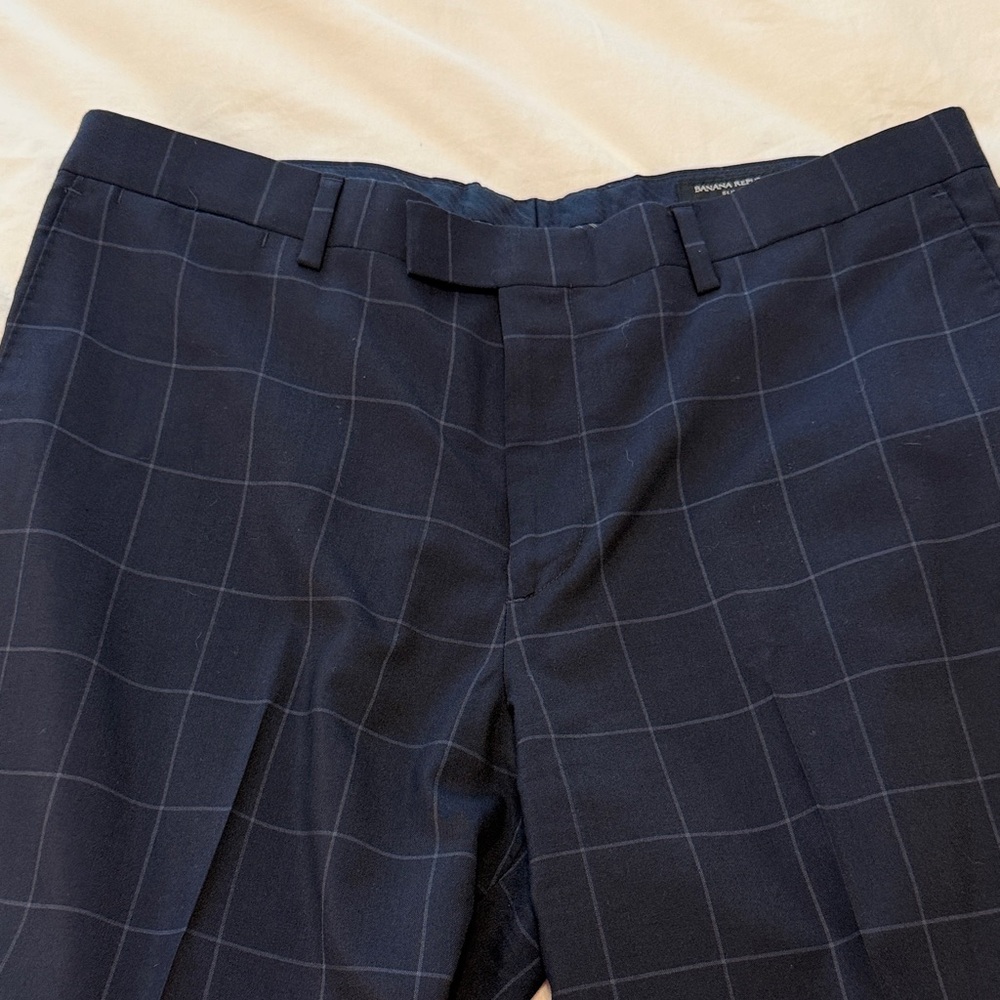 Banana Republic Navy Plaid Dress Pants